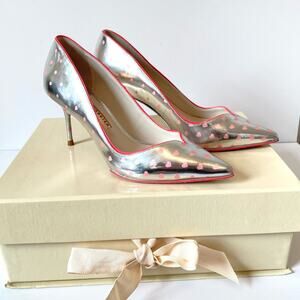 Sophia Webster Luella Silver Foil Heart Heels 37 7